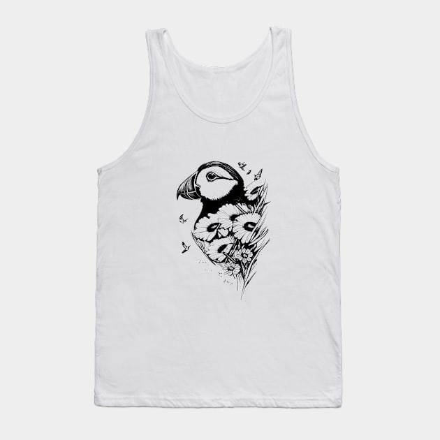 Puffin Wild Animal Nature Illustration Art Tattoo Tank Top by Cubebox